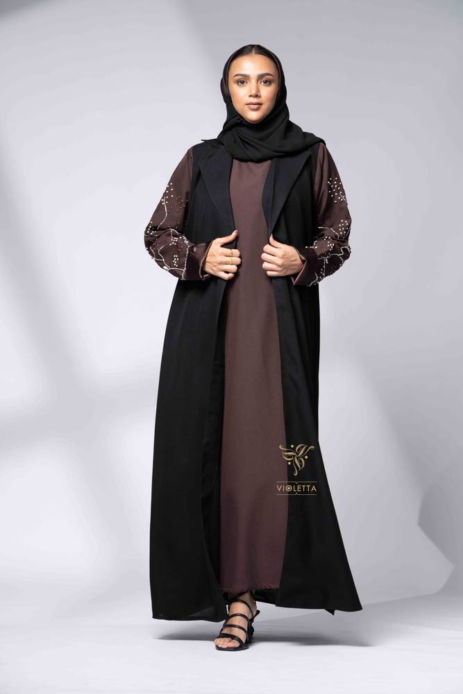 عباية بفستان متصل مطرزة - 6142
